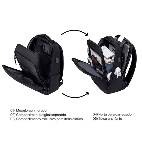 Mochila Casual Expansível 20L - 25L Compacta Fenruien