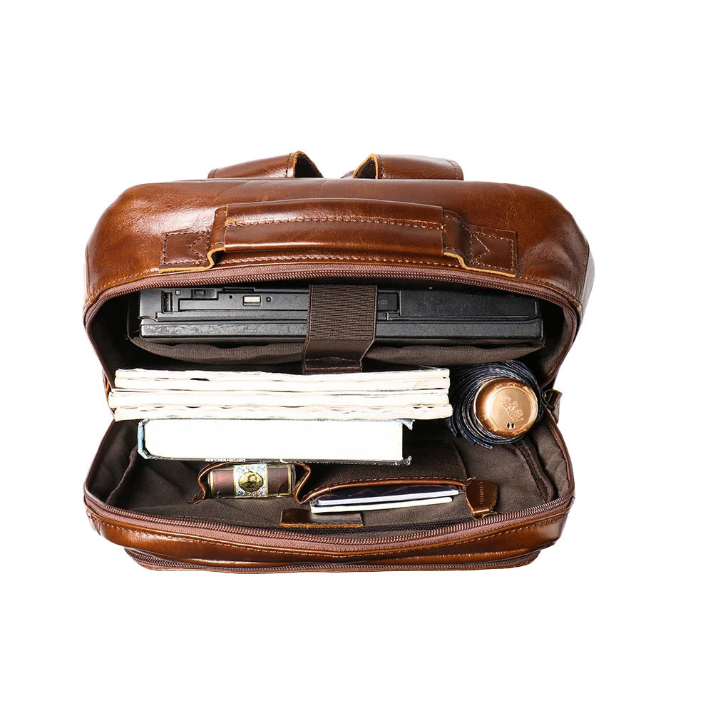 Mochila Executiva em Couro Legítimo Compacta Marrom