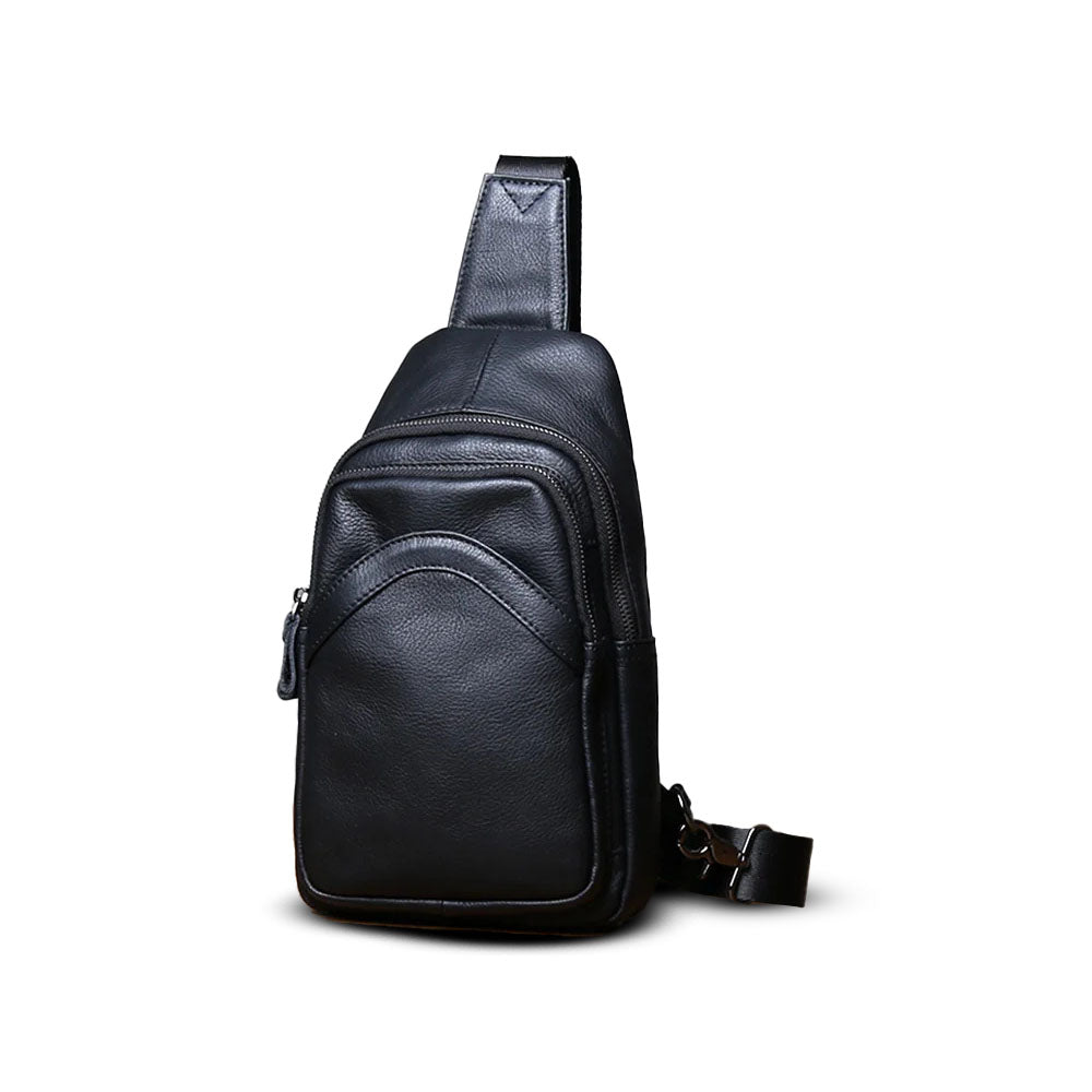 Bolsa de Ombro Masculina Couro Legítimo Preto