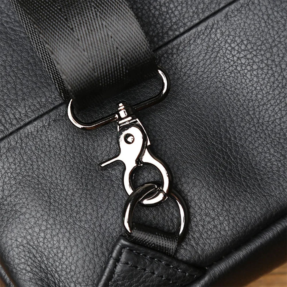 Bolsa de Ombro Masculina Couro Legítimo Preto