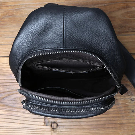 Bolsa de Ombro Masculina Couro Legítimo Preto