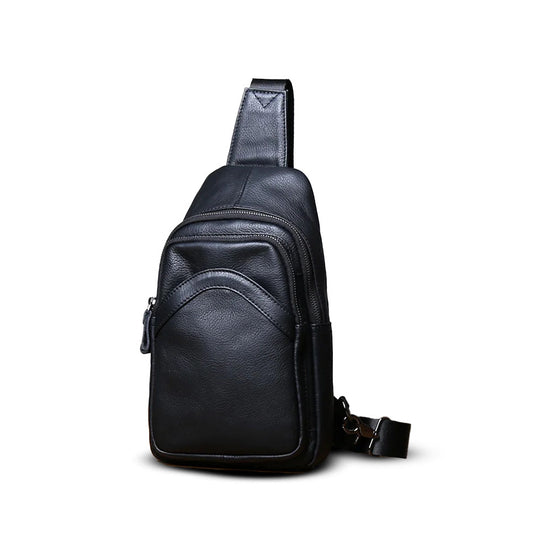 Bolsa de Ombro Masculina Couro Legítimo Preto