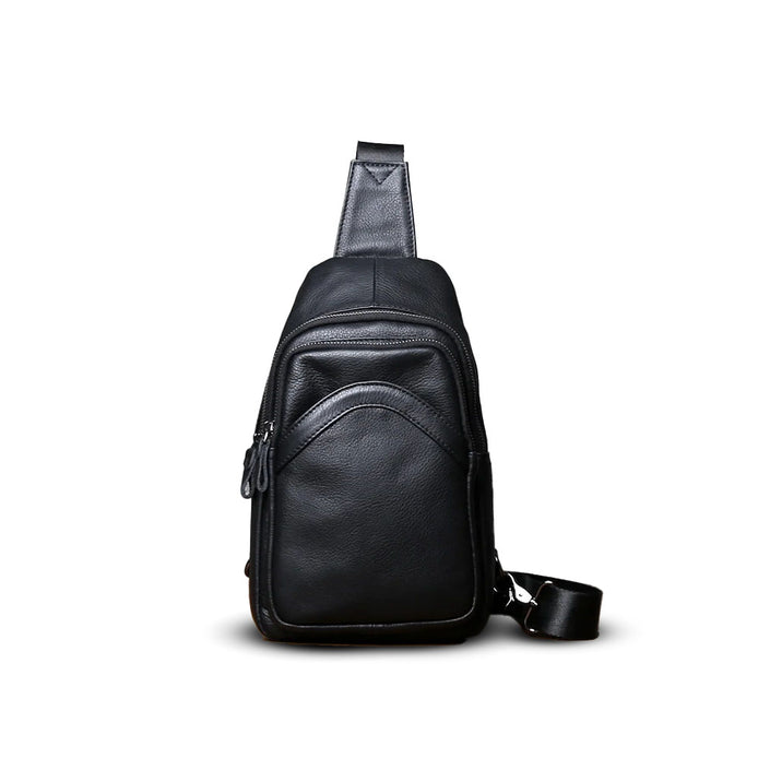 Bolsa de Ombro Masculina Couro Legítimo Preto