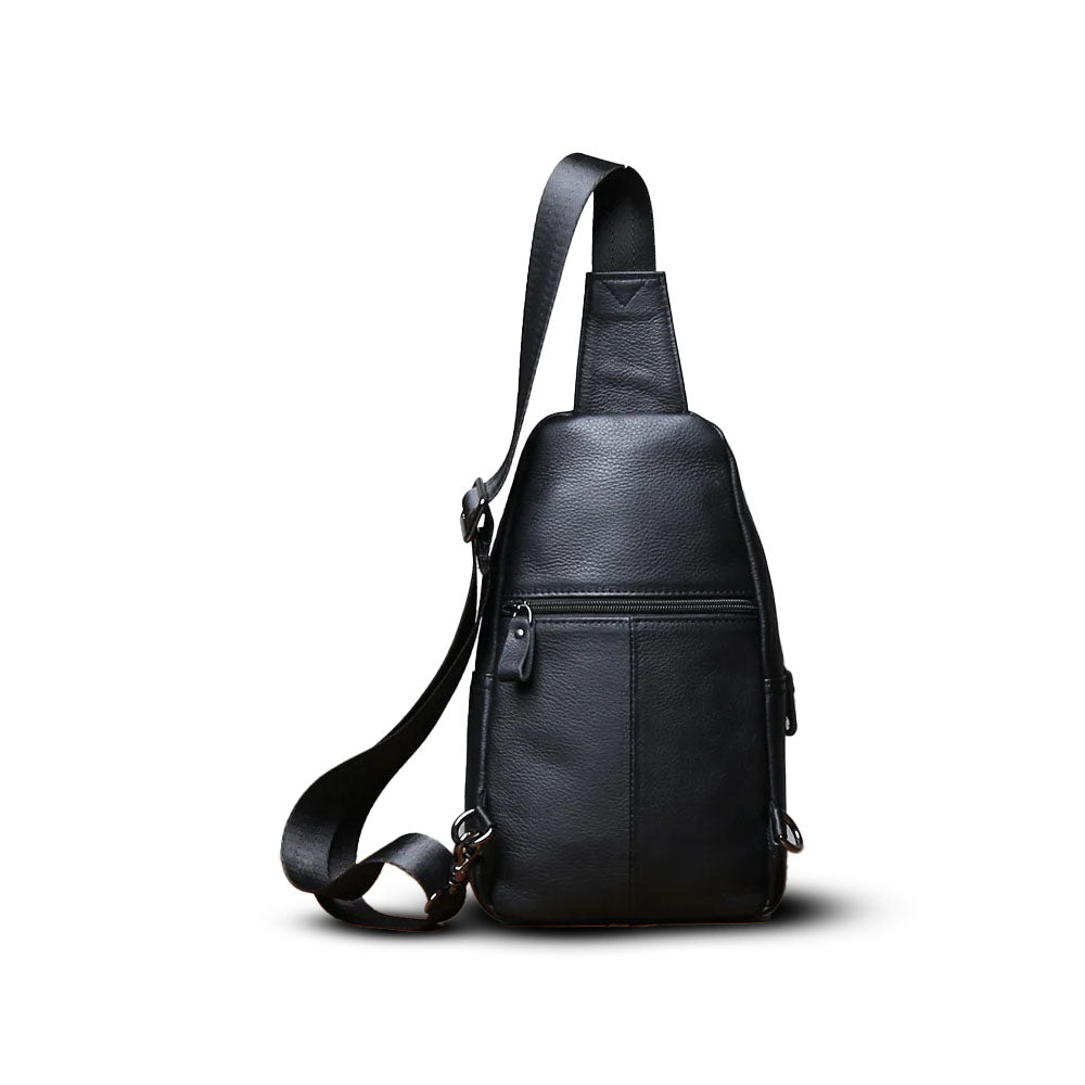 Bolsa de Ombro Masculina Couro Legítimo Preto