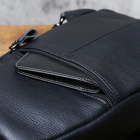 Bolsa de Ombro Masculina Couro Legítimo Preto