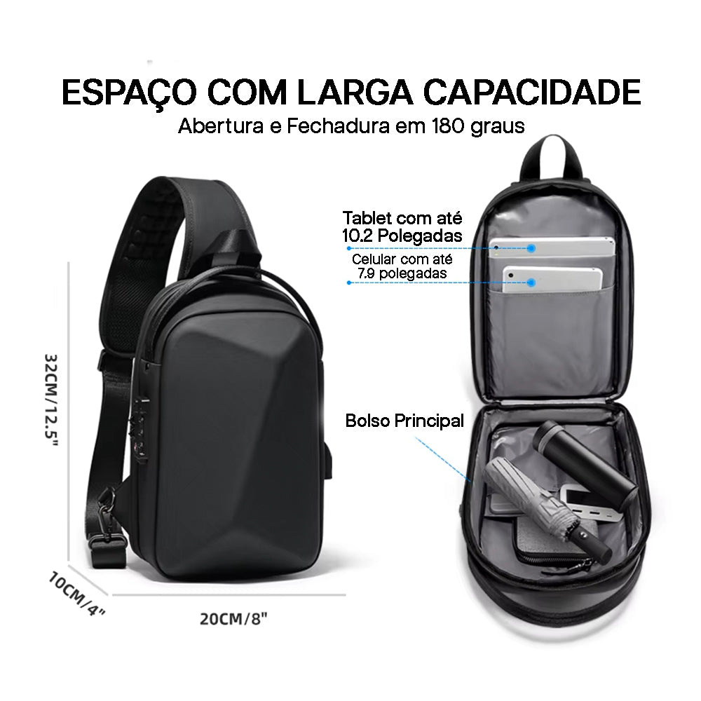 Bolsa de Ombro AntiFurto Impermeável com Senha