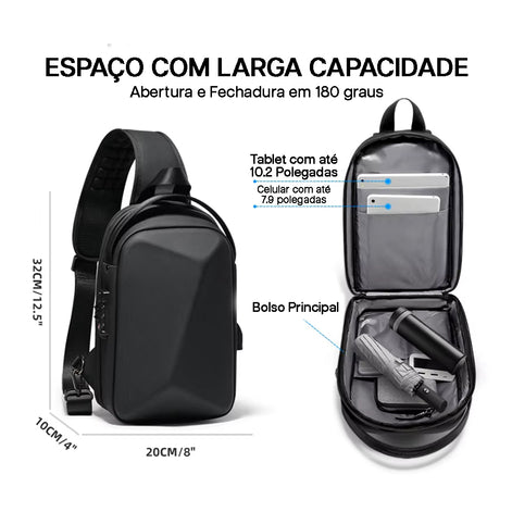 Bolsa de Ombro AntiFurto Impermeável com Senha