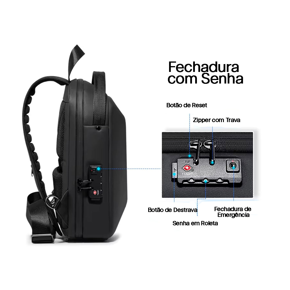 Bolsa de Ombro AntiFurto Impermeável com Senha