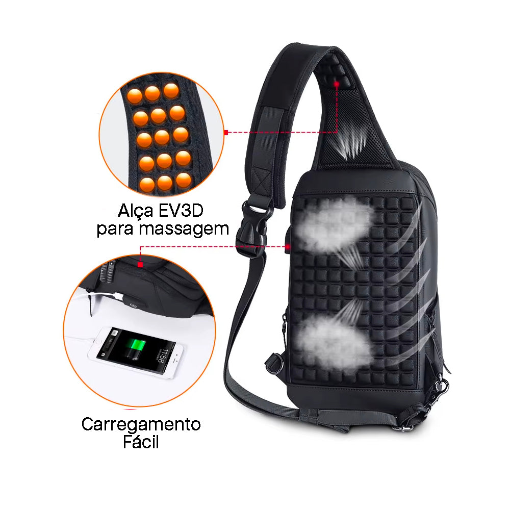 Shoulder Bag Masculina Impermeável Porta USB