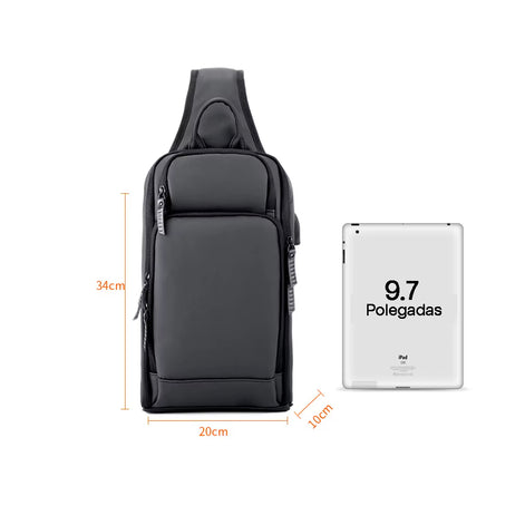 Shoulder Bag Masculina Impermeável Porta USB