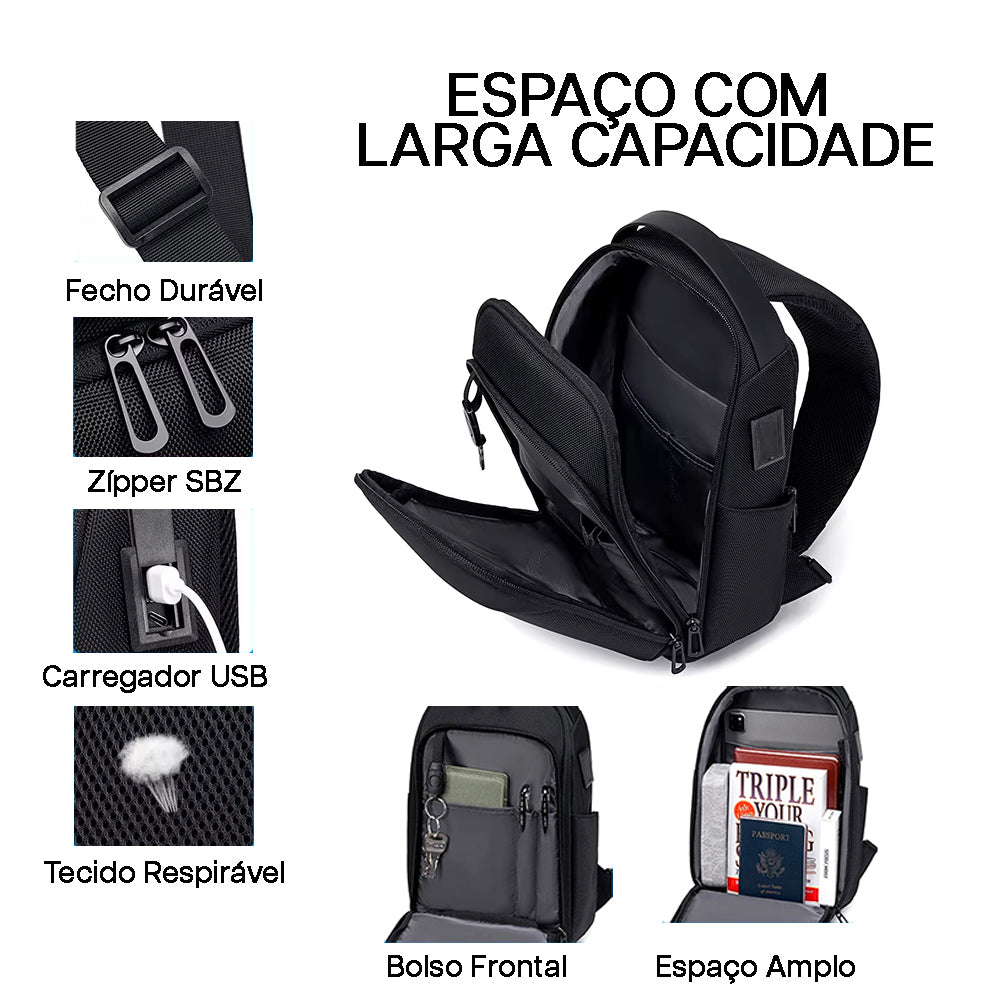 Bolsa de Ombro Impermeável Porta USB Fenruien