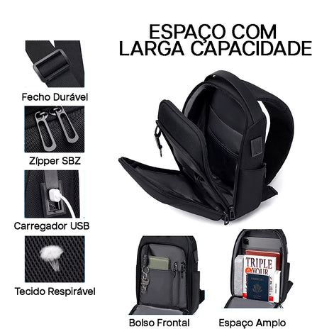 Bolsa de Ombro Impermeável Porta USB Fenruien