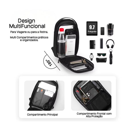 Bolsa de Ombro Multifuncional Impermeável Porta USB
