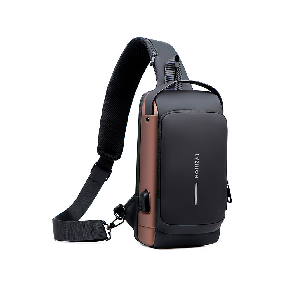 Bolsa Transversal Antifurto Masculino Impermeável Porta USB