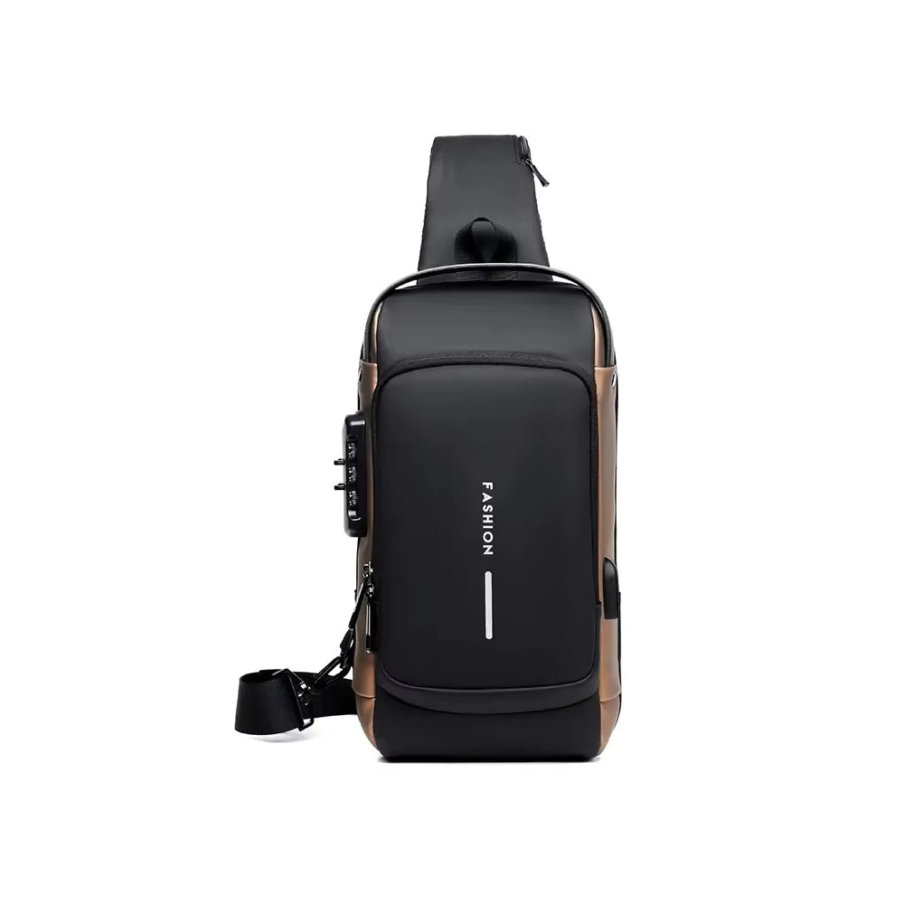 Bolsa Transversal Antifurto Masculino Impermeável Porta USB