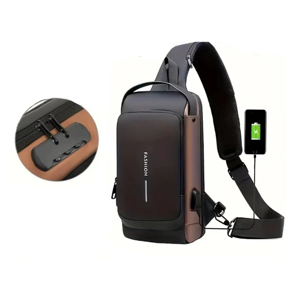 Bolsa Transversal Antifurto Masculino Impermeável Porta USB