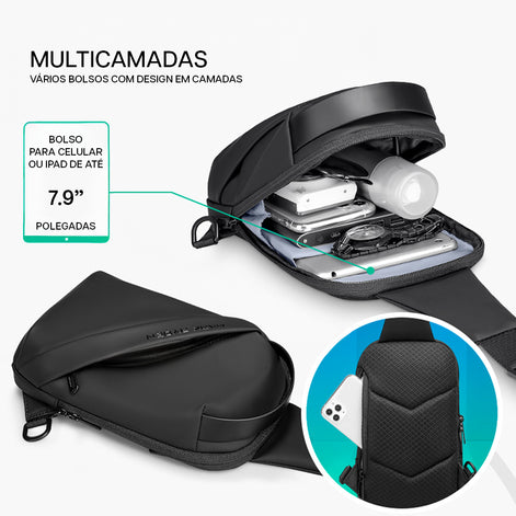 Bolsa Transversal Antifurto Impermeável Masculina