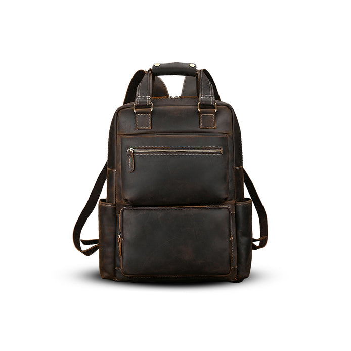 Mochila Executiva Couro Legítimo Vulcan Marrom Escuro