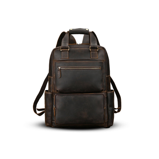 Mochila Executiva Couro Legítimo Vulcan Marrom Escuro