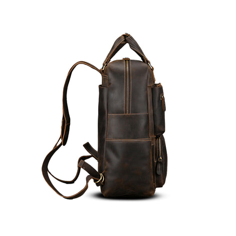 Mochila Executiva Couro Legítimo Vulcan Marrom Escuro