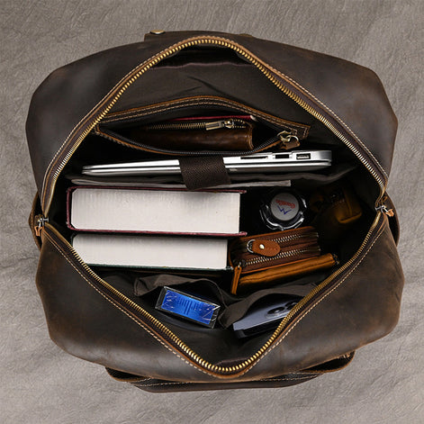 Mochila Executiva Couro Legítimo Vulcan Marrom Escuro