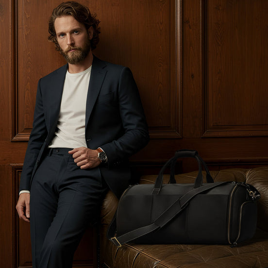 Mala de Viagem de Couro Legítimo Preto Hephaestus Titan