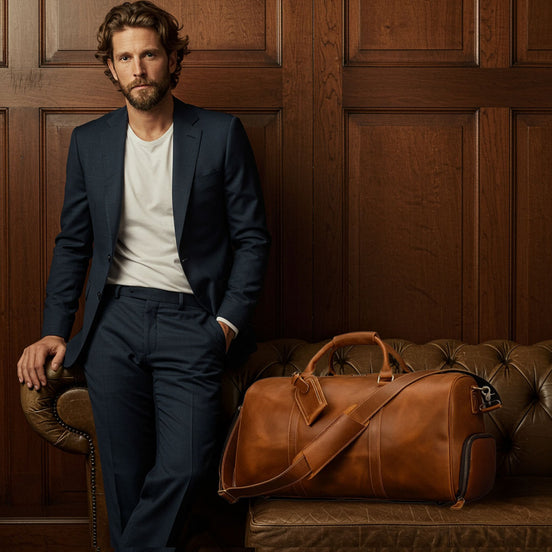 Mala de Viagem de Couro Legítimo Personalizado Café