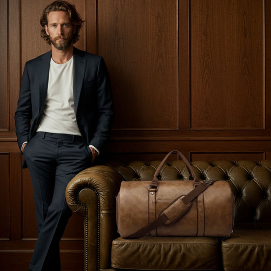 Mala Executiva de Couro Marrom 35L Hephaestus