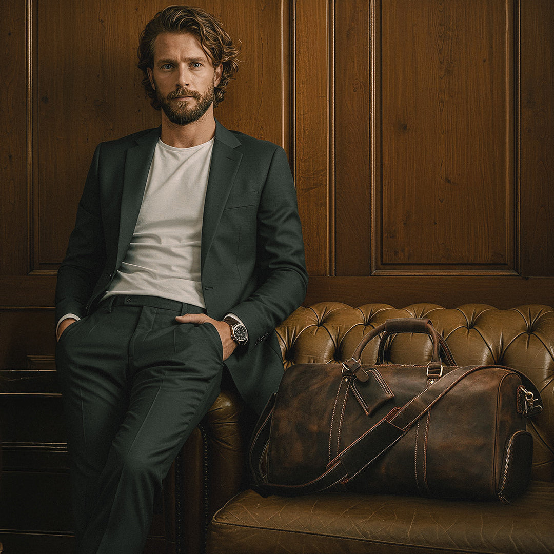 Mala de Viagem de Couro Legítimo Personalizado Marrom Escuro