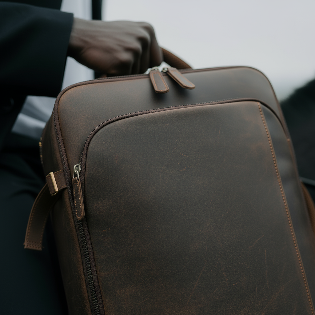 Mochila Executiva de Couro Legítimo Marrom