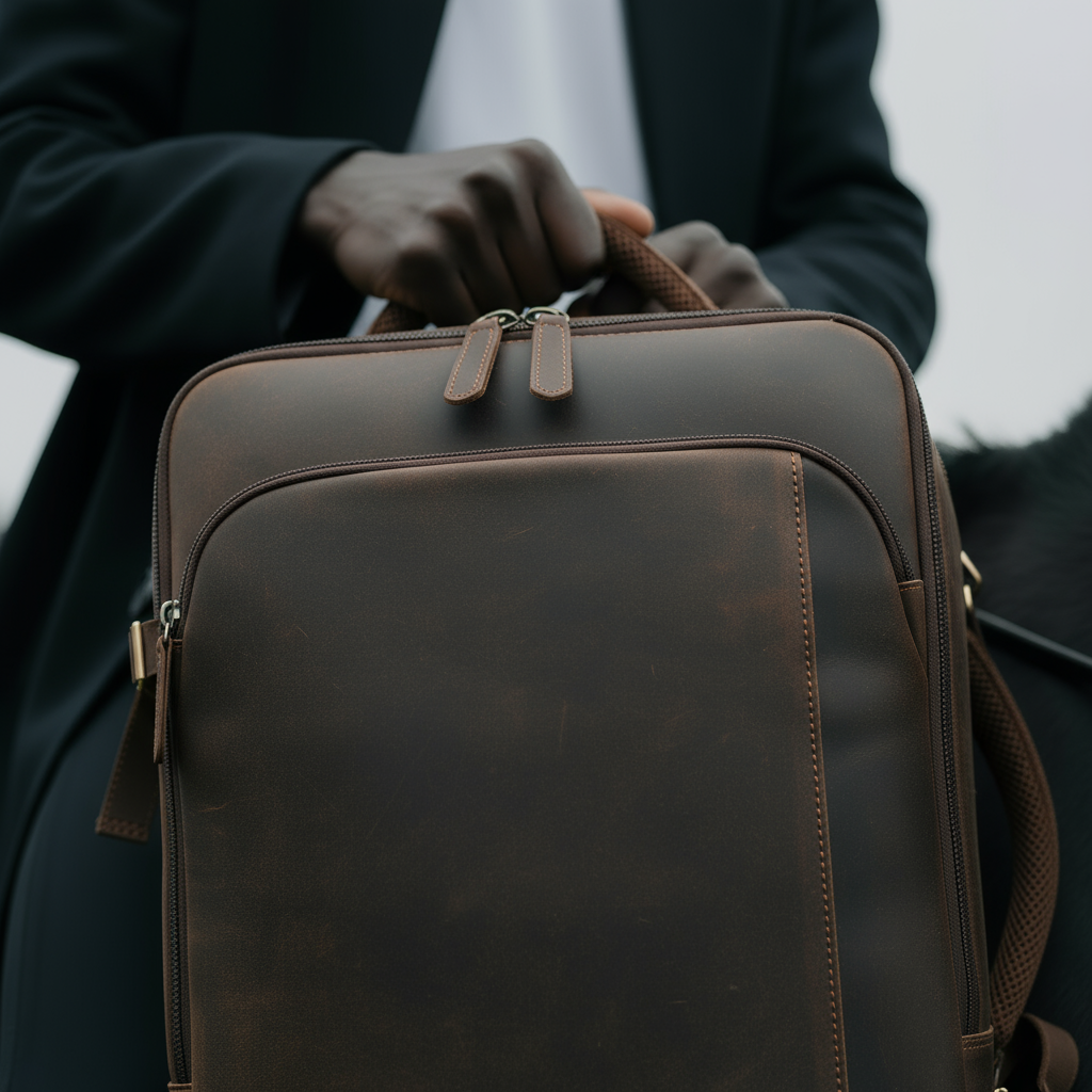 Mochila Executiva de Couro Legítimo Marrom